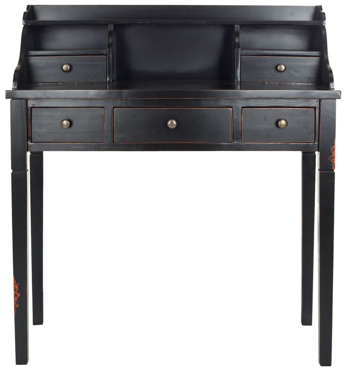 Safavieh Landon 5 Drawer Writing Desk Distressed Black Modish Store