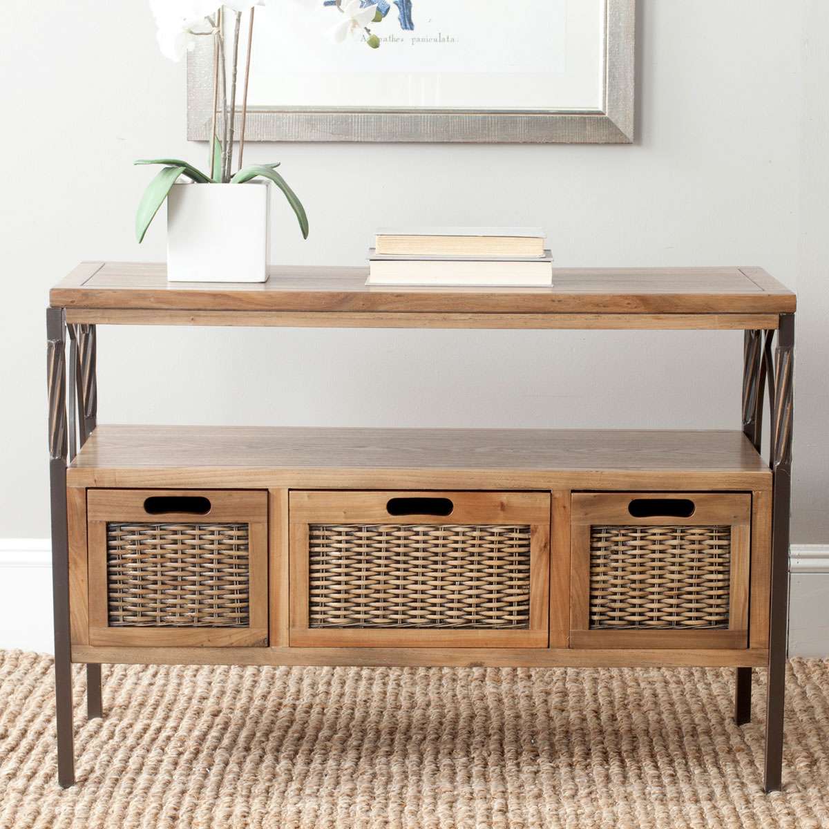 Safavieh Joshua 3 Drawer Console - Oak | Console Tables | Modishstore