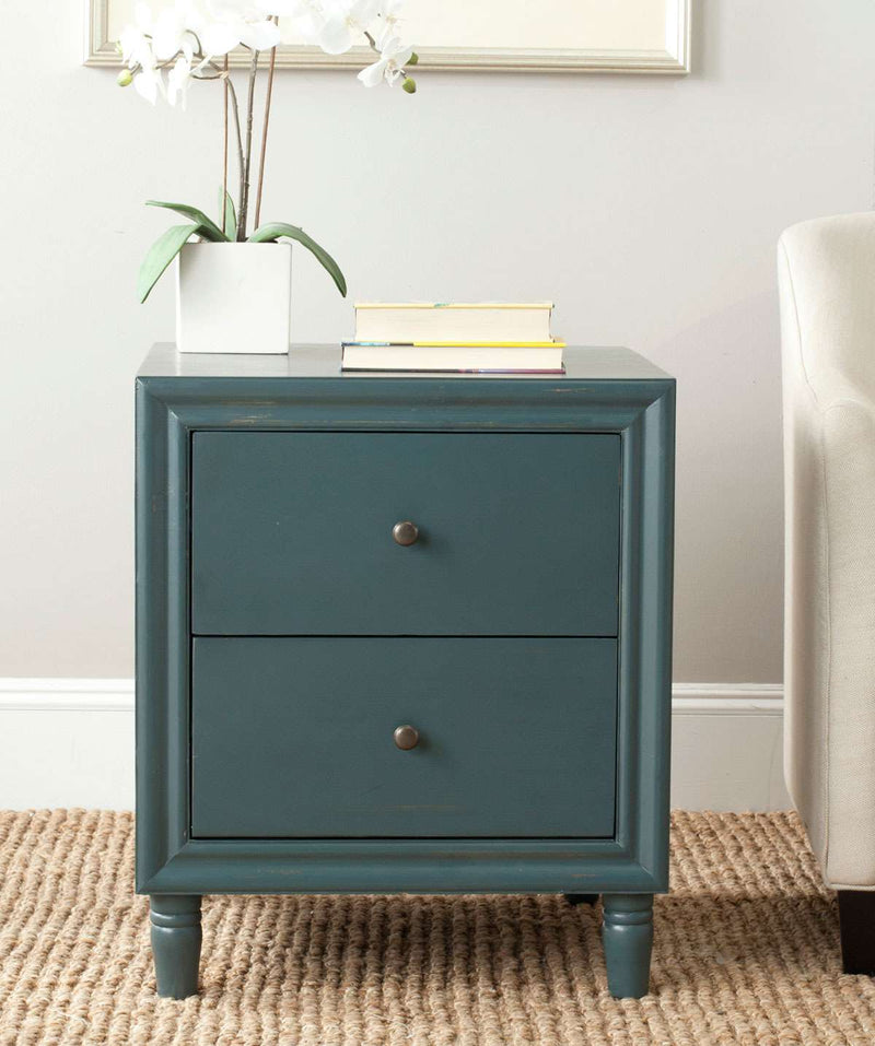 Safavieh Blaise Nightstand With Storage Drawers - Dark Teal | Nightstands | Modishstore