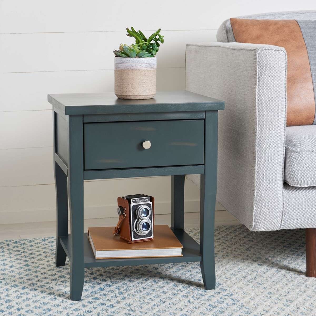 Safavieh Coby Nightstand With Storage Drawer - Dark Teal | Nightstands | Modishstore