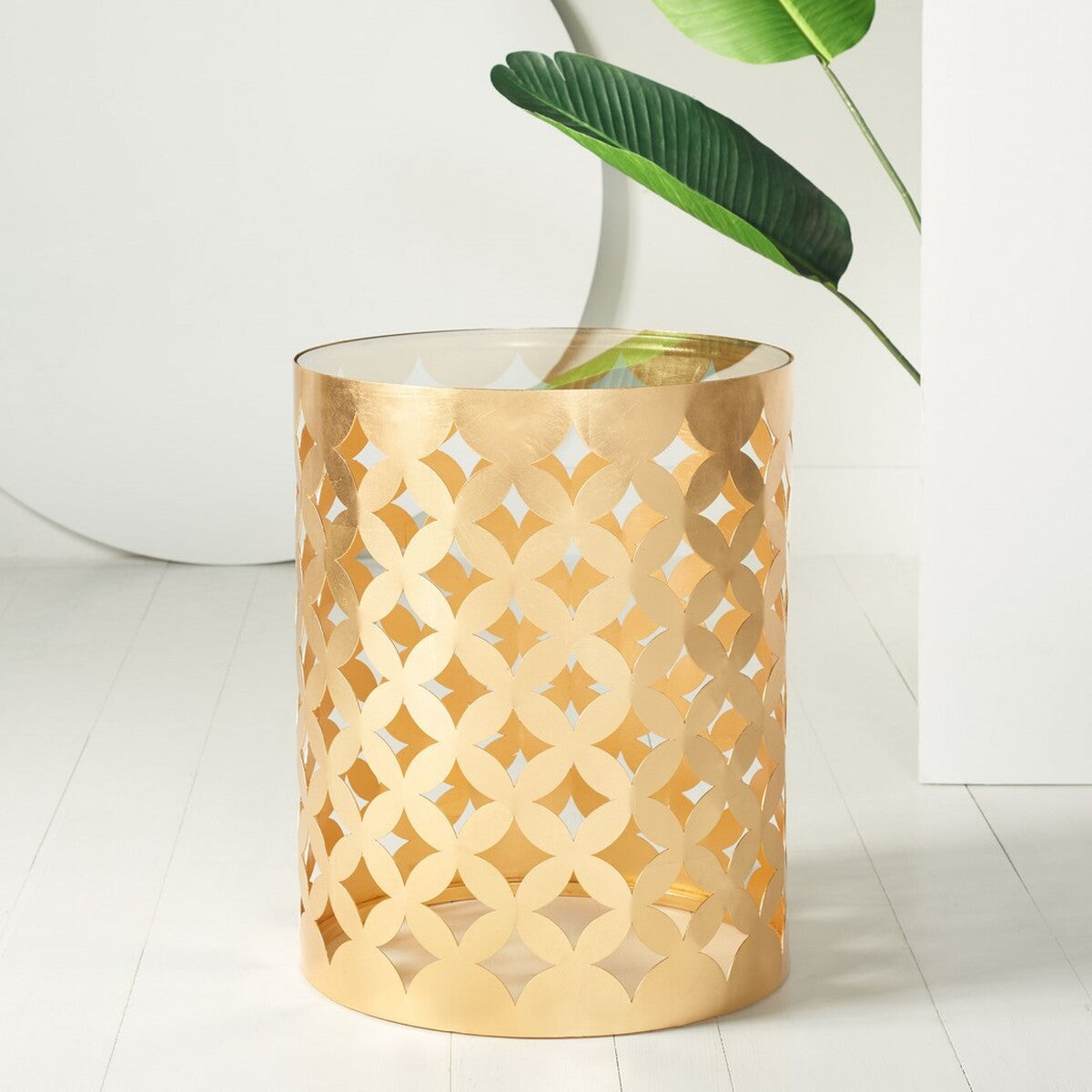 Safavieh Cairo Round Gold Leaf End Tables | End Tables | Modishstore