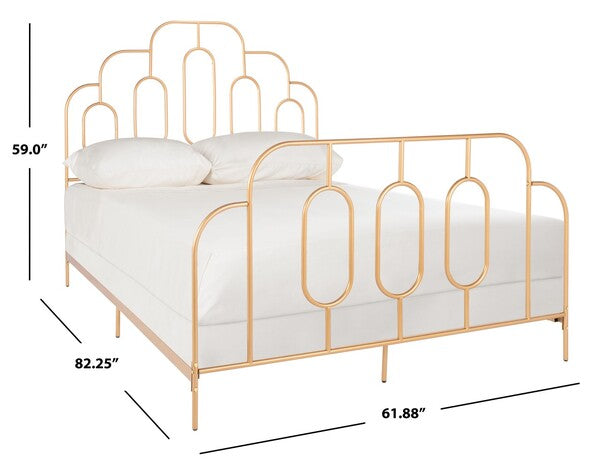 Safavieh Paloma Metal Retro Bed Queen Size - Gold | Beds | Modishstore - 4