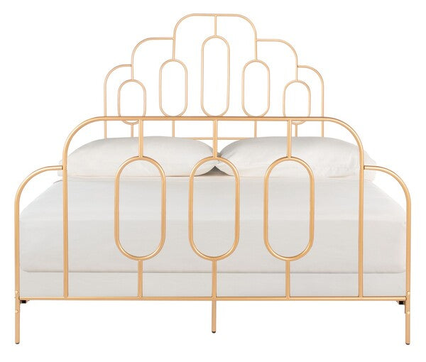 Safavieh Paloma Metal Retro Bed Queen Size - Gold | Beds | Modishstore - 2