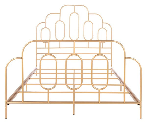 Safavieh Paloma Metal Retro Bed Queen Size - Gold | Beds | Modishstore - 3