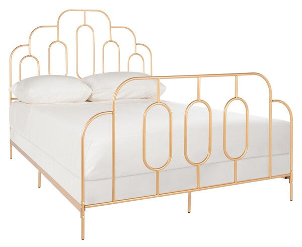 Safavieh Paloma Metal Retro Bed Queen Size - Gold | Beds | Modishstore - 5