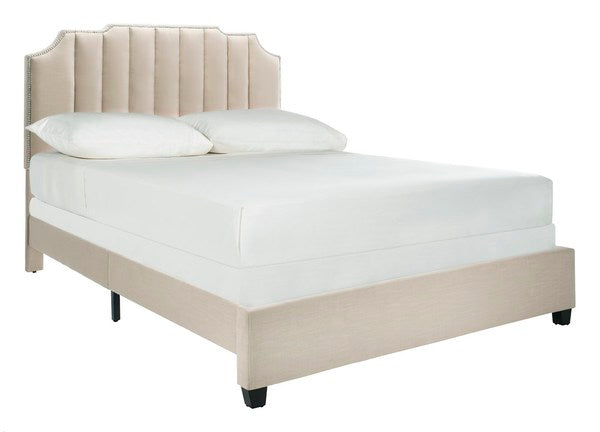 Safavieh Streep Fabric Bed Queen Size - Beige | Beds | Modishstore - 2