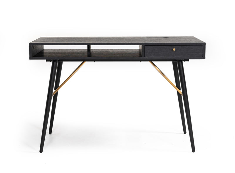 Modrest Billy Modern Black Oak & Gold Desk | Desks | Modishstore - 1