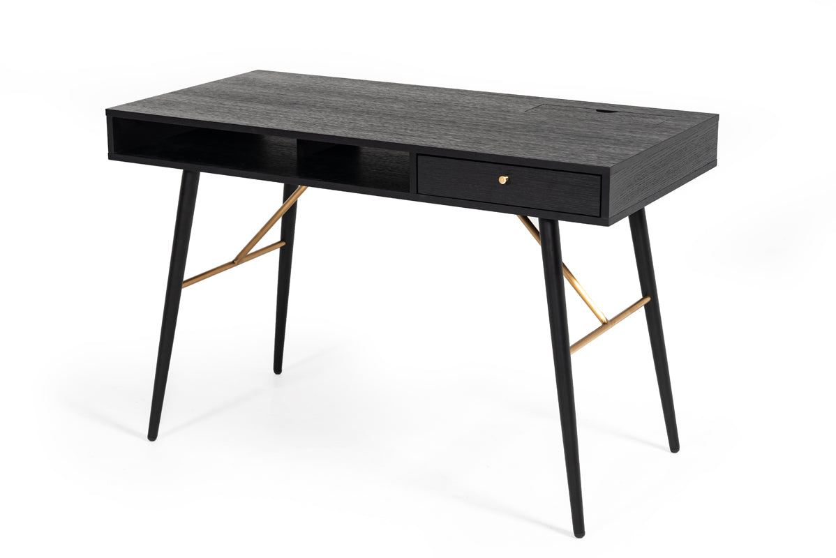 Modrest Billy Modern Black Oak & Gold Desk | Desks | Modishstore - 3