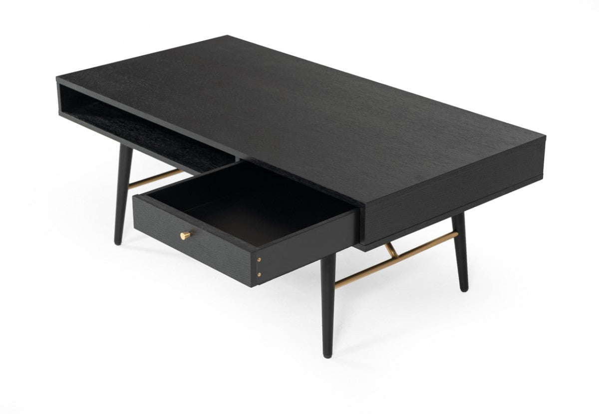 Vig Furniture Modrest Billy Modern Black Oak & Gold Coffee Table | Coffee Tables | Modishstore - 3