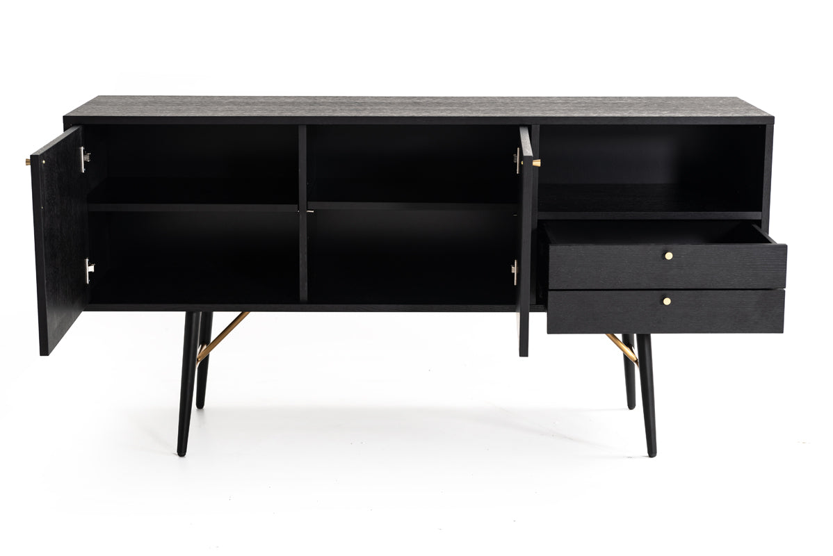 Modrest Billy Modern Black Oak & Gold Buffet | Sideboards | Modishstore - 2