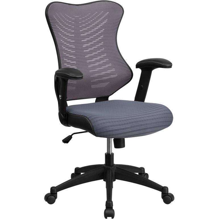 High Back Designer Gray Mesh Executive Swivel Ergonomic Office Chair With Adjustable Arms By Flash Furniture | Office Chairs | Modishstore - 1