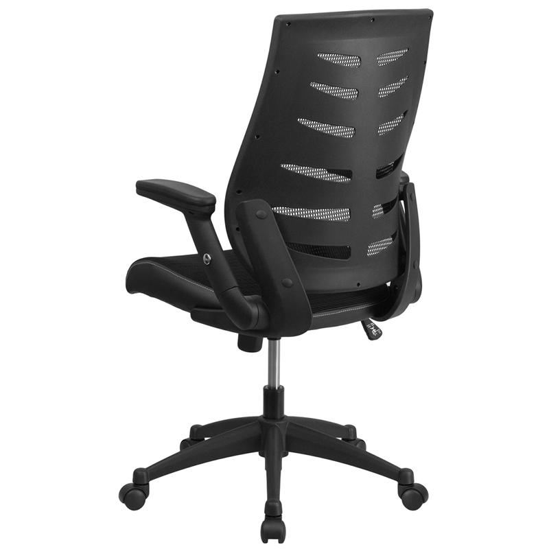 High Back Designer Black Mesh Executive Swivel Ergonomic Office Chair With Height Adjustable Flip-Up Arms By Flash Furniture | Office Chairs | Modishstore - 3