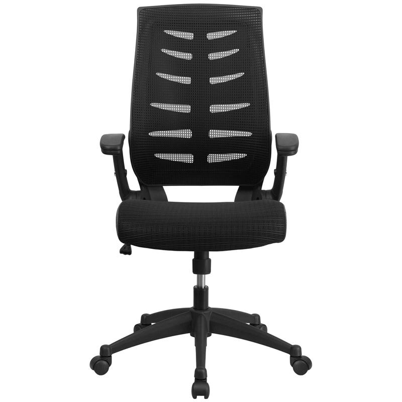 High Back Designer Black Mesh Executive Swivel Ergonomic Office Chair With Height Adjustable Flip-Up Arms By Flash Furniture | Office Chairs | Modishstore - 4