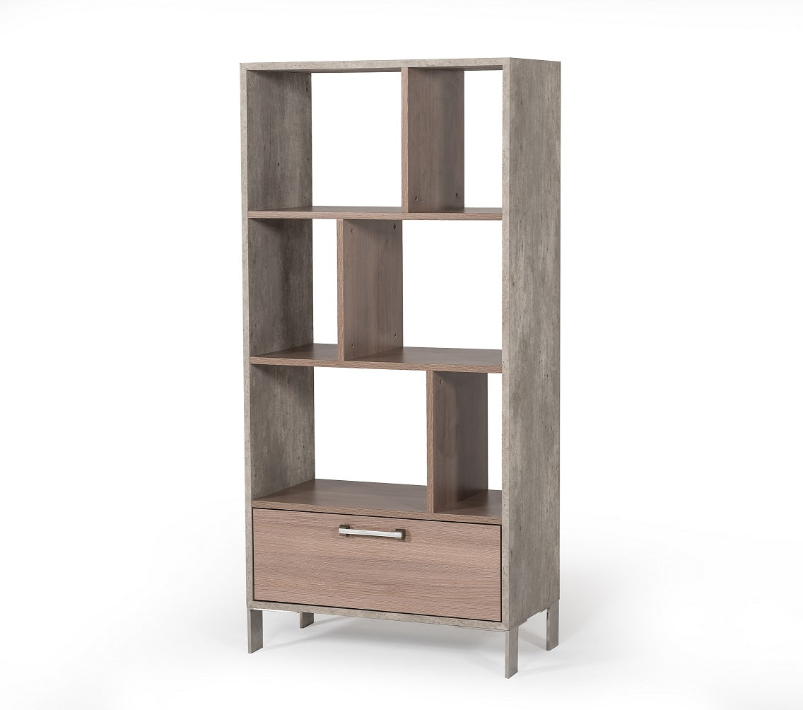 Nova Domus Boston Modern Brown Oak & Faux Concrete Bookcase | Bookcases | Modishstore - 3