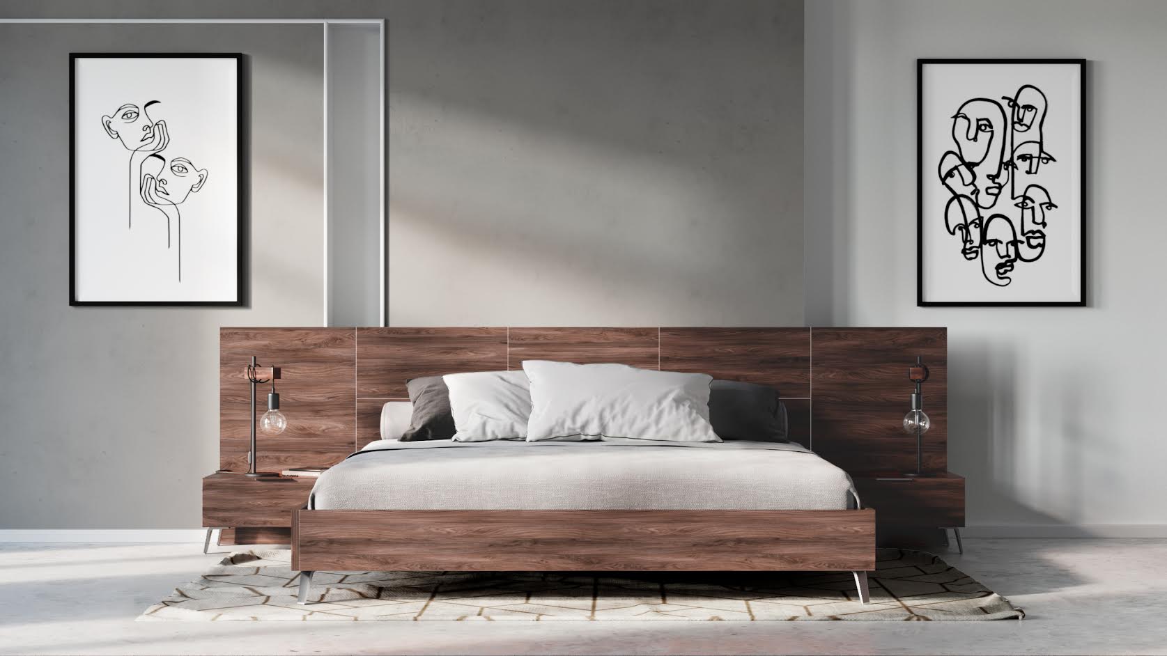 Nova Domus Brooklyn Italian Modern Walnut Bed | Beds | Modishstore - 2