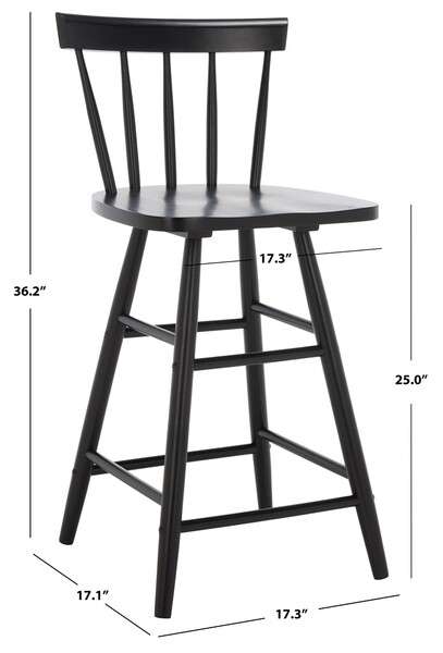 Safavieh Tally Wood Counter Stool - Black | Counter Stools | Modishstore - 4