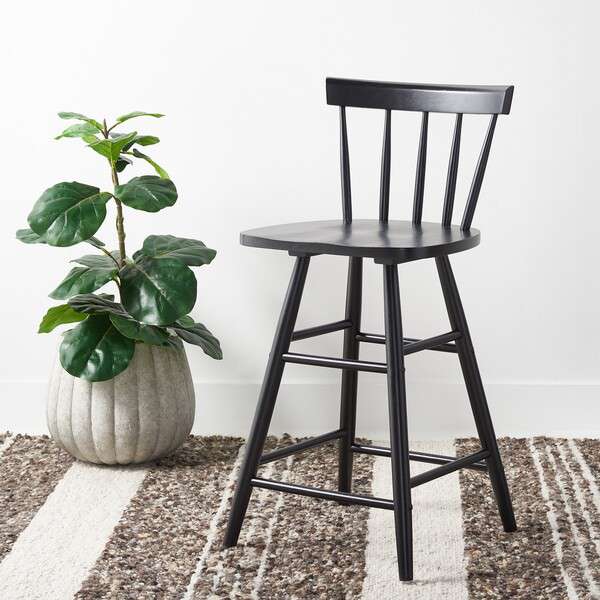 Safavieh Tally Wood Counter Stool - Black | Counter Stools | Modishstore