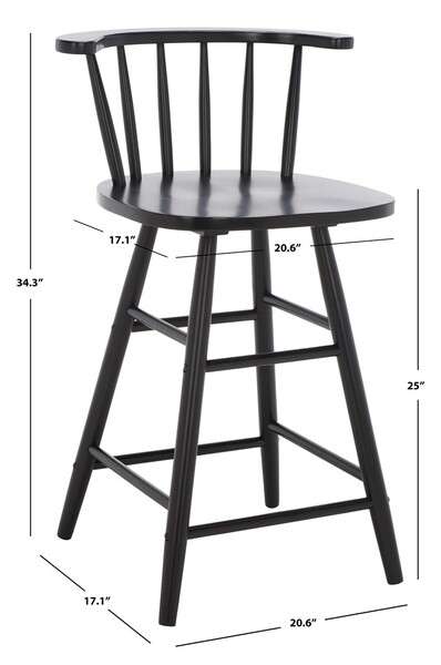 Safavieh Jay Wood Counter Stool - Black | Counter Stools | Modishstore - 4