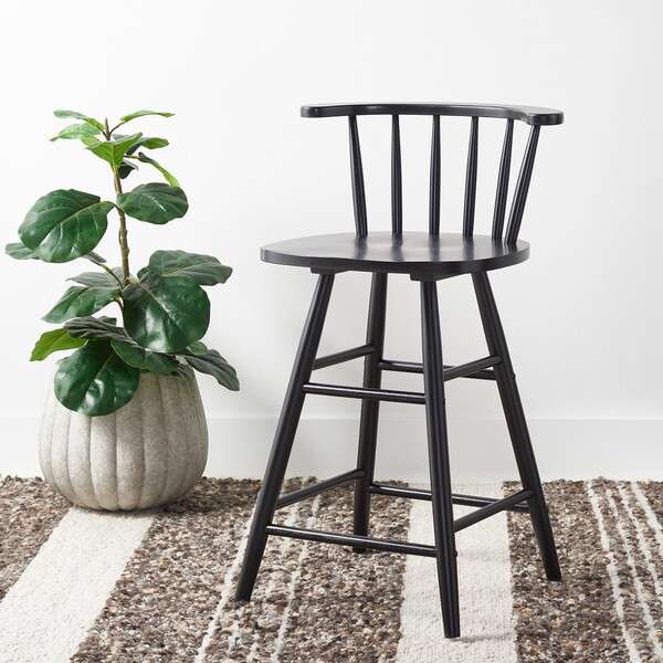 Safavieh Jay Wood Counter Stool - Black | Counter Stools | Modishstore