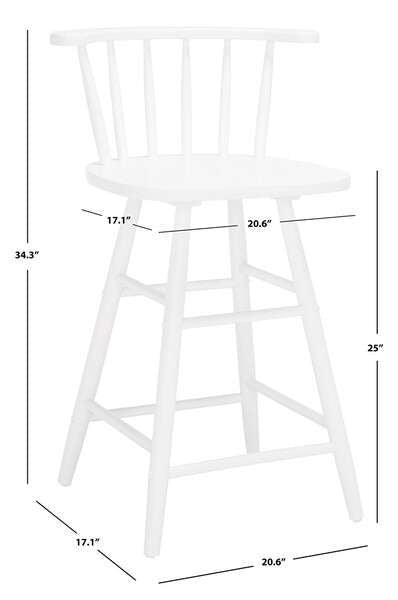 Safavieh Jay Wood Counter Stool - White | Counter Stools | Modishstore - 4