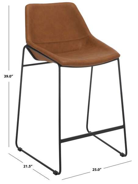 Safavieh Alexis Mid Century Counter Stool - Cognac | Counter Stools | Modishstore - 4