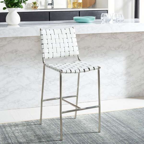 Safavieh Olenna Woven Counter Stool - White | Counter Stools | Modishstore