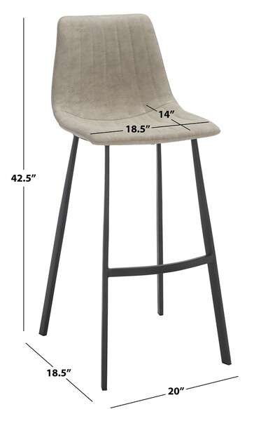 Safavieh Rhyatte Bar Stool - Gray | Bar Stools | Modishstore - 4