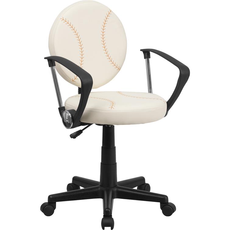 Baseball Swivel Task Office Chair With Arms By Flash Furniture | Office Chairs | Modishstore - 1