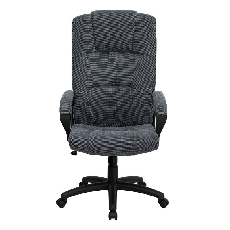 High Back Gray Fabric Executive Swivel Office Chair With Arms By Flash Furniture | Office Chairs | Modishstore - 4