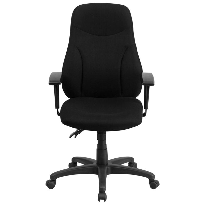 High Back Black Fabric Multifunction Swivel Ergonomic Task Office Chair With Adjustable Arms By Flash Furniture | Office Chairs | Modishstore - 4