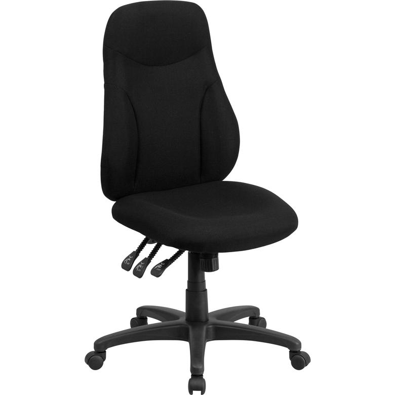 High Back Black Fabric Multifunction Swivel Ergonomic Task Office Chair By Flash Furniture | Office Chairs | Modishstore - 1