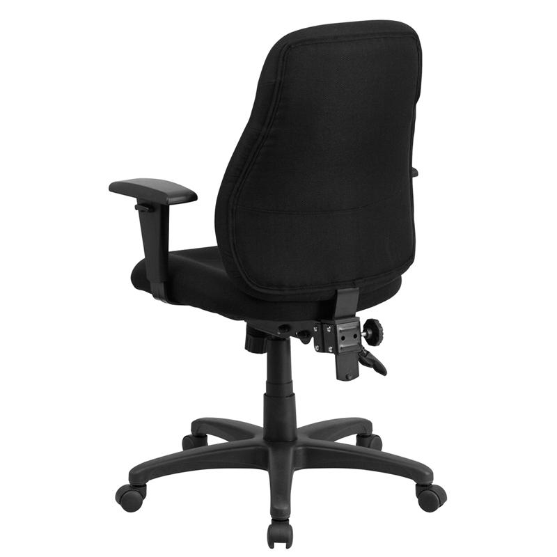 Mid-Back Black Fabric Multifunction Swivel Ergonomic Task Office Chair With Adjustable Arms By Flash Furniture | Office Chairs | Modishstore - 3