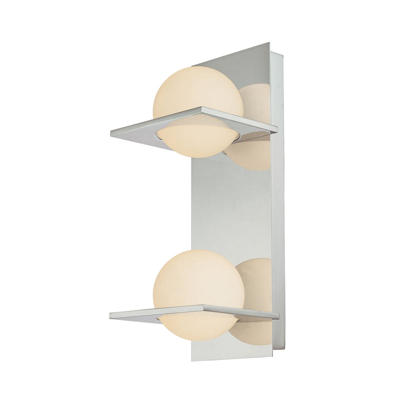 Orbit Double Lamp Vertical Vanity with White Opal Round Glass and Chrome Finish ELK Lighting | Vanity Light | Modishstore