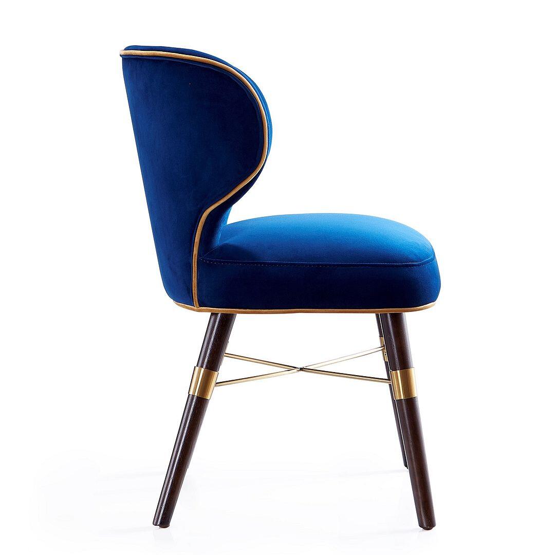 Manhattan Comfort Strine Royal Blue Velvet Dining Chair | Dining Chairs | Modishstore - 4