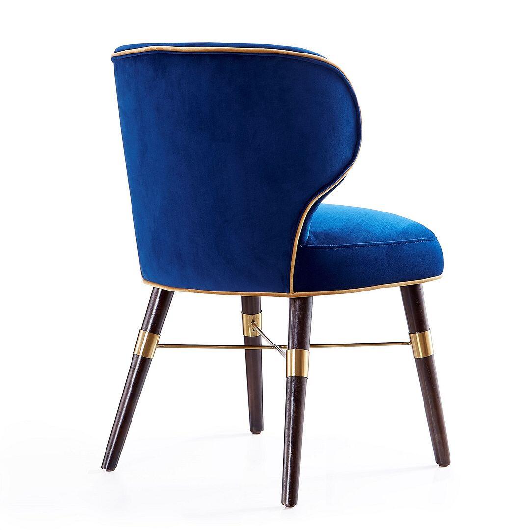 Manhattan Comfort Strine Royal Blue Velvet Dining Chair | Dining Chairs | Modishstore - 5