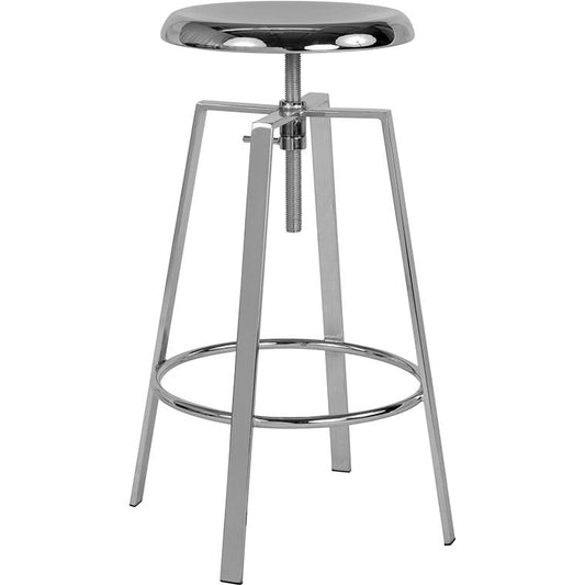 Toledo Industrial Style Barstool With Swivel Lift Adjustable Height Seat In Chrome Finish By Flash Furniture | Bar Stools | Modishstore