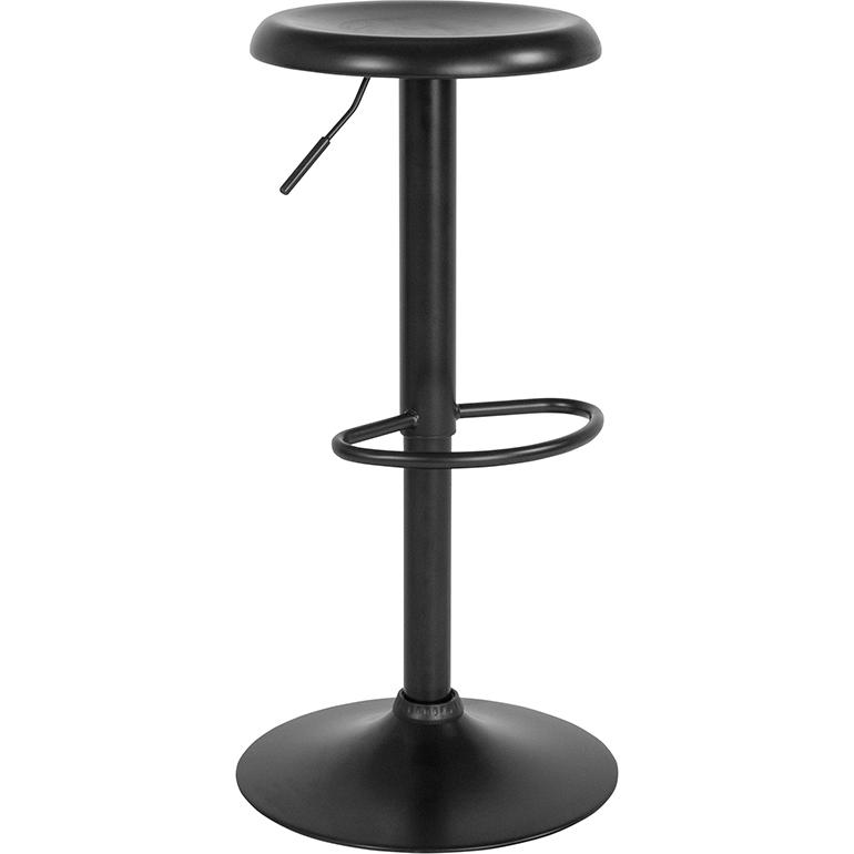 Madrid Series Adjustable Height Retro Barstool In Black Finish By Flash Furniture | Bar Stools | Modishstore - 1