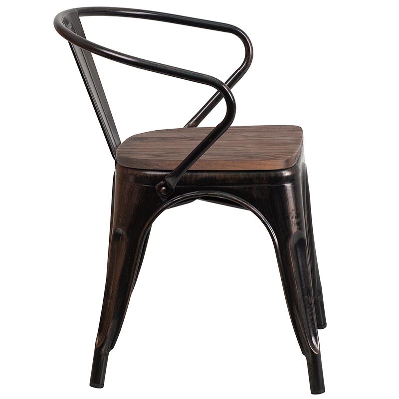 Black metal chair with best sale wood seat