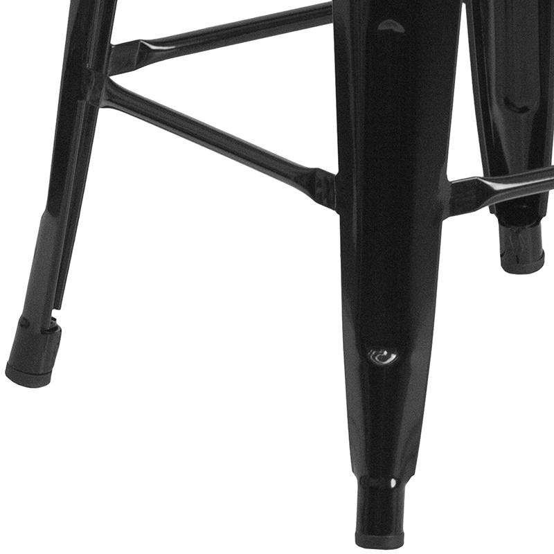 24" High Backless Black Metal Counter Height Stool With Square Wood Seat By Flash Furniture | Bar Stools | Modishstore - 3