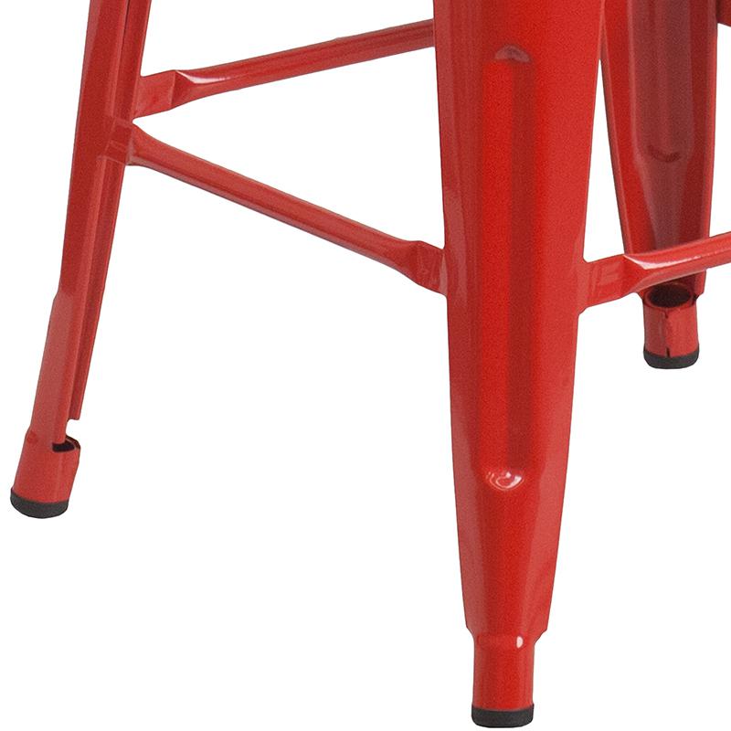 24" High Backless Red Metal Counter Height Stool With Square Wood Seat By Flash Furniture | Bar Stools | Modishstore - 3