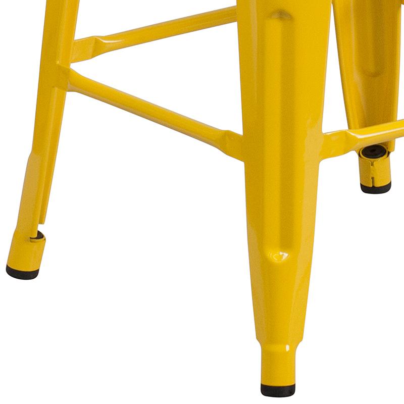 24" High Backless Yellow Metal Counter Height Stool With Square Wood Seat By Flash Furniture | Bar Stools | Modishstore - 3