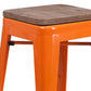 30" High Backless Orange Metal Barstool With Square Wood Seat By Flash Furniture | Bar Stools | Modishstore - 2