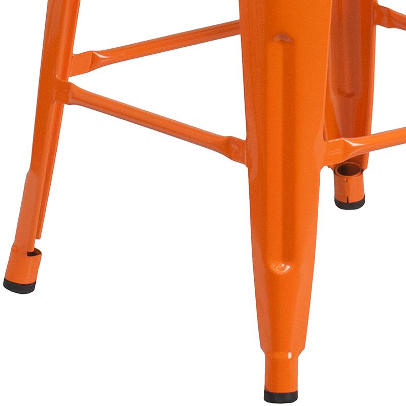 30" High Backless Orange Metal Barstool With Square Wood Seat By Flash Furniture | Bar Stools | Modishstore - 3