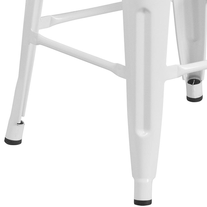 30" High Backless White Metal Barstool With Square Wood Seat By Flash Furniture | Bar Stools | Modishstore - 3