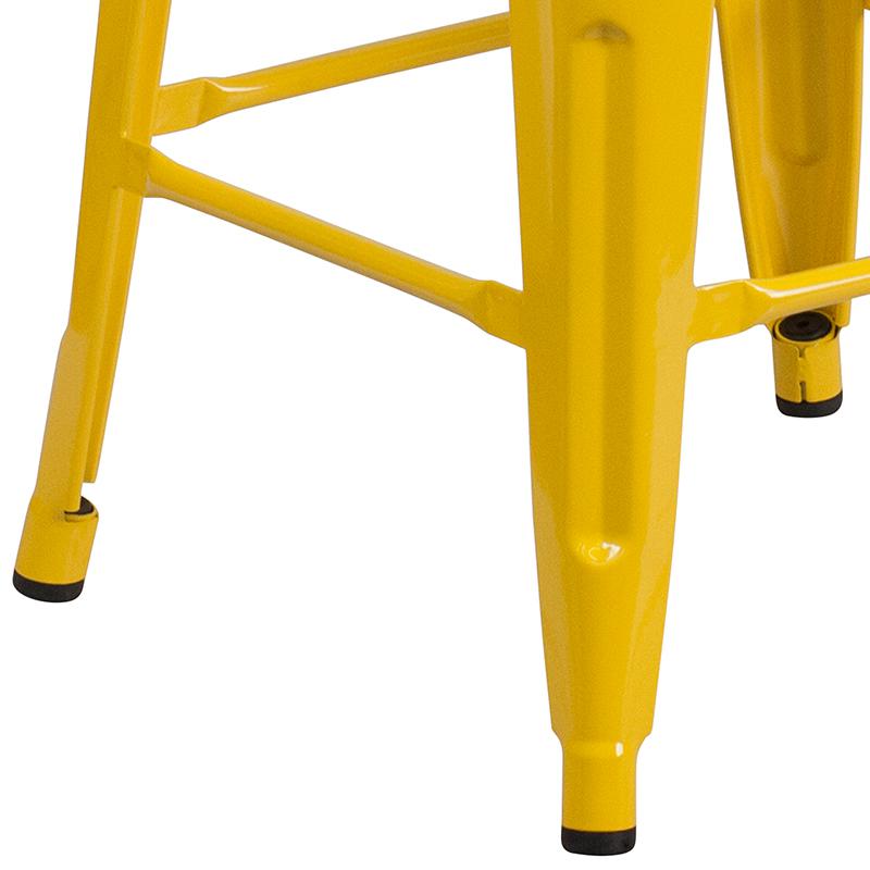 30" High Backless Yellow Metal Barstool With Square Wood Seat By Flash Furniture | Bar Stools | Modishstore - 3