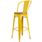 30" High Yellow Metal Barstool With Back And Wood Seat By Flash Furniture | Bar Stools | Modishstore - 3