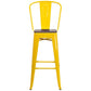 30" High Yellow Metal Barstool With Back And Wood Seat By Flash Furniture | Bar Stools | Modishstore - 4