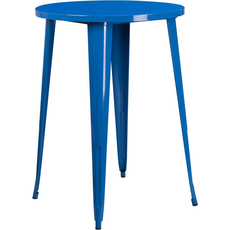 30'' Round Blue Metal Indoor-Outdoor Bar Height Table By Flash Furniture | Outdoor Tables | Modishstore - 1