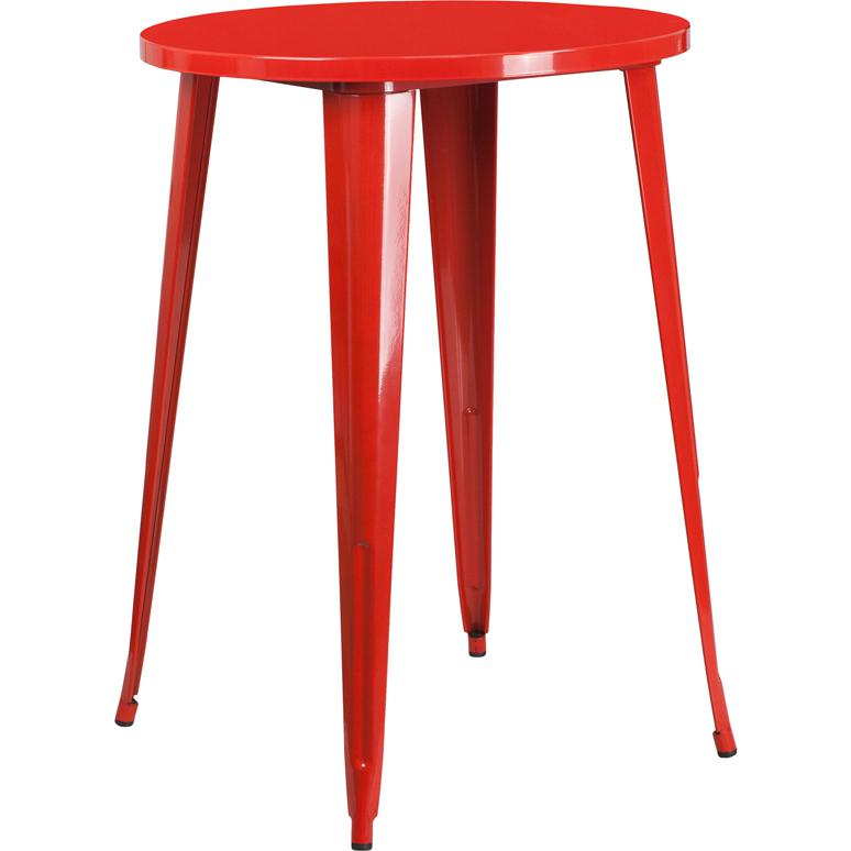 30'' Round Red Metal Indoor-Outdoor Bar Height Table By Flash Furniture | Outdoor Tables | Modishstore - 1