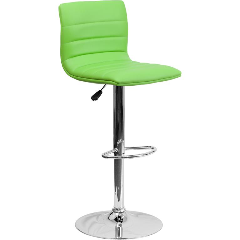 Modern Green Vinyl Adjustable Bar Stool With Back, Counter Height Swivel Stool With Chrome Pedestal Base By Flash Furniture | Bar Stools | Modishstore - 1